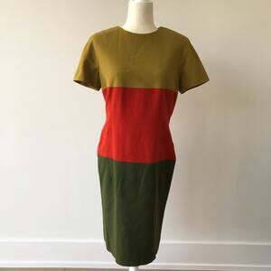 Vintage 80's Adele Simpson Color Block Midi Dress
